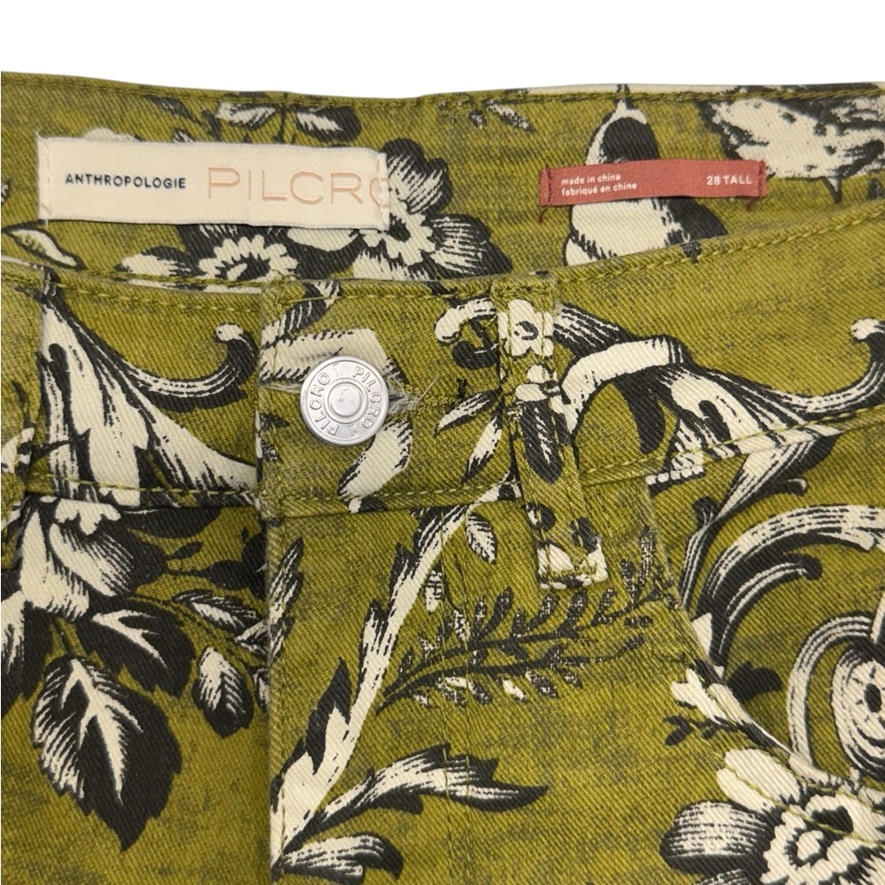 Anthropologie Pilcro Cropped Pants in Green print Size 28” - Picture 6 of 8